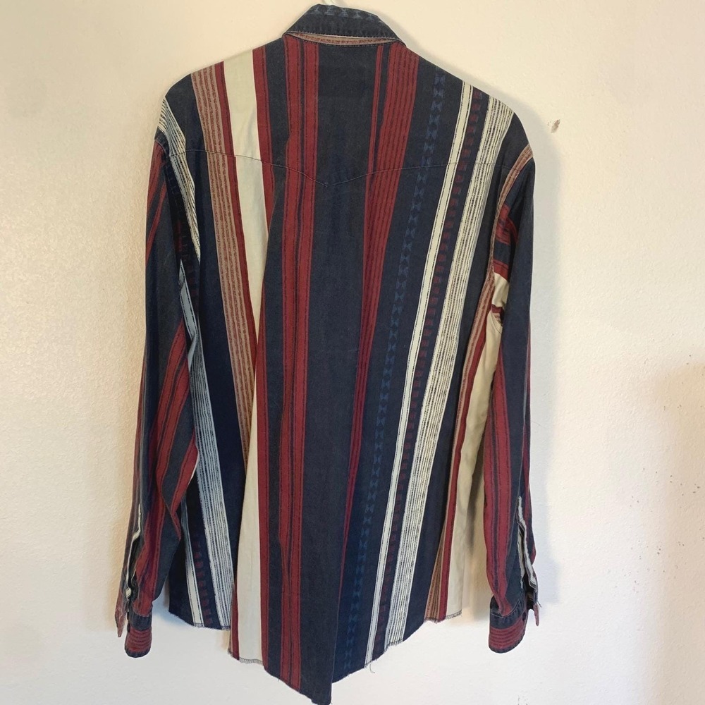 Wrangler X-Long Tails Western Shirt Mens 16.5x36 Striped Long Sleeve~Large Tall - Picture 3 of 12